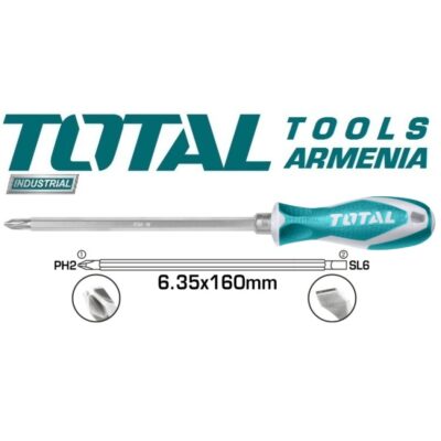 Երկգլխանի պտուտակահան ՝ PH 2 + SL 6 / 160 մմ  (THT250206)