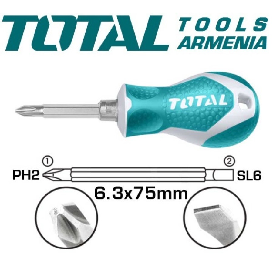 Երկգլխանի պտուտակահան ՝ PH 2 + SL 6 / 75 մմ  (THT250216)