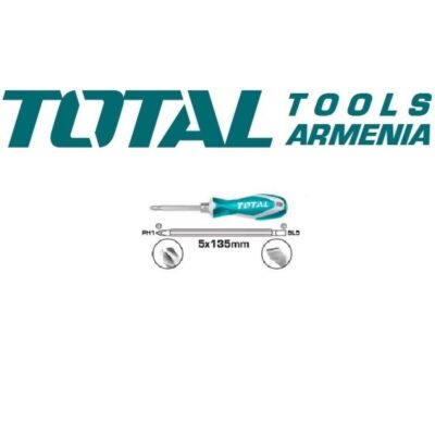 Երկգլխանի պտուտակահան ՝ PH 1 + SL 5 / 135 մմ (THT250226)