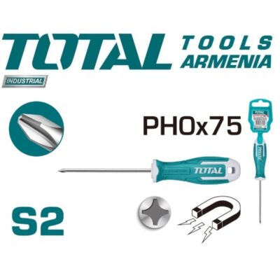 Phillips խաչաձև պտուտակահան PH0 S2 3×75 մմ (THT26PH0075)