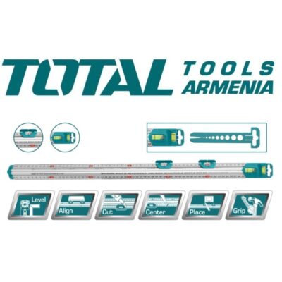 Ալյումինե քանոն հարթաչափով 60 սմ (TMT646003)