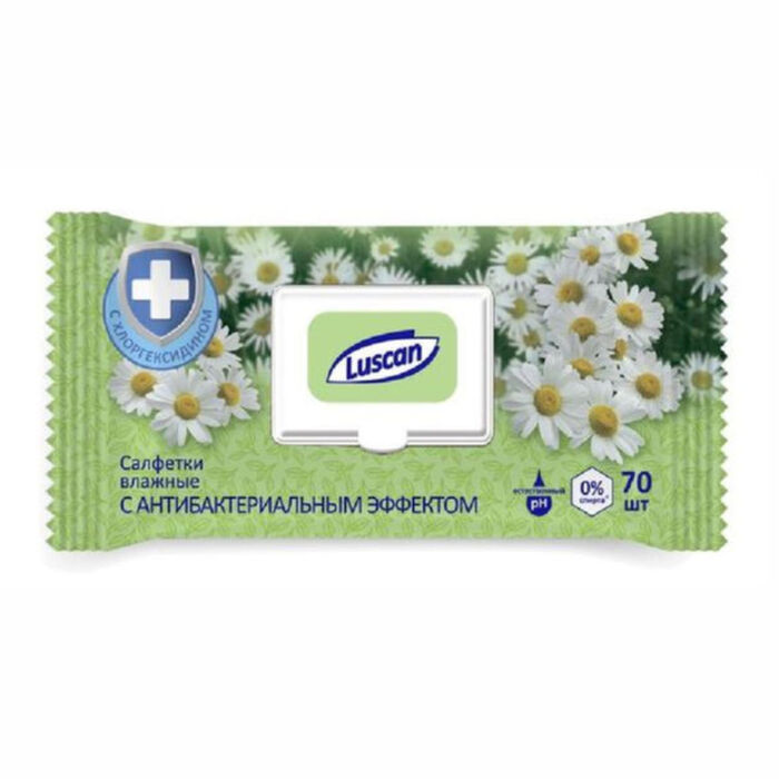 Անձեռոցիկ խոնավ Luscan 70 հատ 559404 15x17 սմ