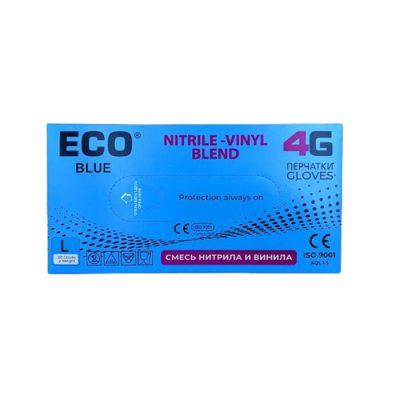 Ձեռնոց ռետինե ECO Blue Nitrile-Vinyl Blend 4G 100 հատ