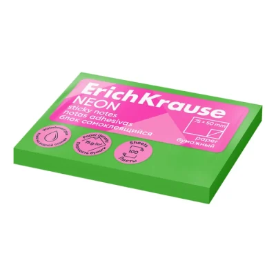 Թուղթ նշումի ինքնակպչուն ErichKrause Neon 75х50 մմ կանաչ
